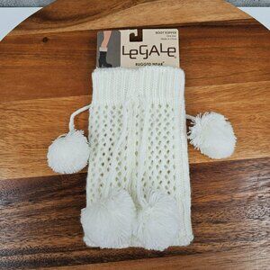 Legale Rugged Wear Boot Toppers One Size OS Ivory Crochet Pom Poms Acrylic New